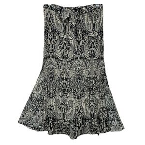 New Hazel Midi High Slit Pleated Skirt Womens Large Paisley Floral Waist Tie